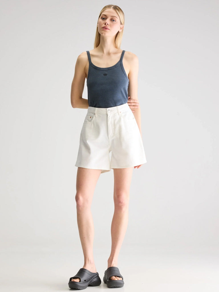 Bellerose Women's Pactol High Waisted Denim Shorts in White - Stylish Summer Casual Wear for Outings & Beach Vacations