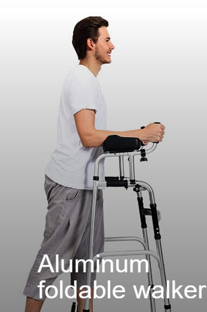 Adjustable Height Rolling Walker with Seat & Armrest Pads - Comfortable Cushion, 4 Wheels for Seniors & Mobility Assistance - Ideal for Indoor/Outdoor Use, Recovery & Daily Support