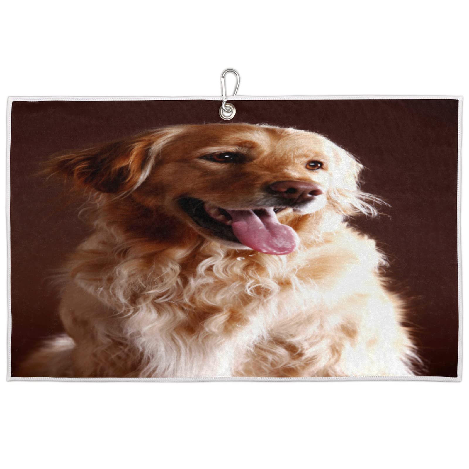 Golden Retriever Dog Golf Towel with Clip - Super Absorbent Microfiber Golf Accessory for Men & Women - Perfect for Golf Bags, Disc Golf & Dog Lovers - Great Gift Idea for Golfers & Pet Owners