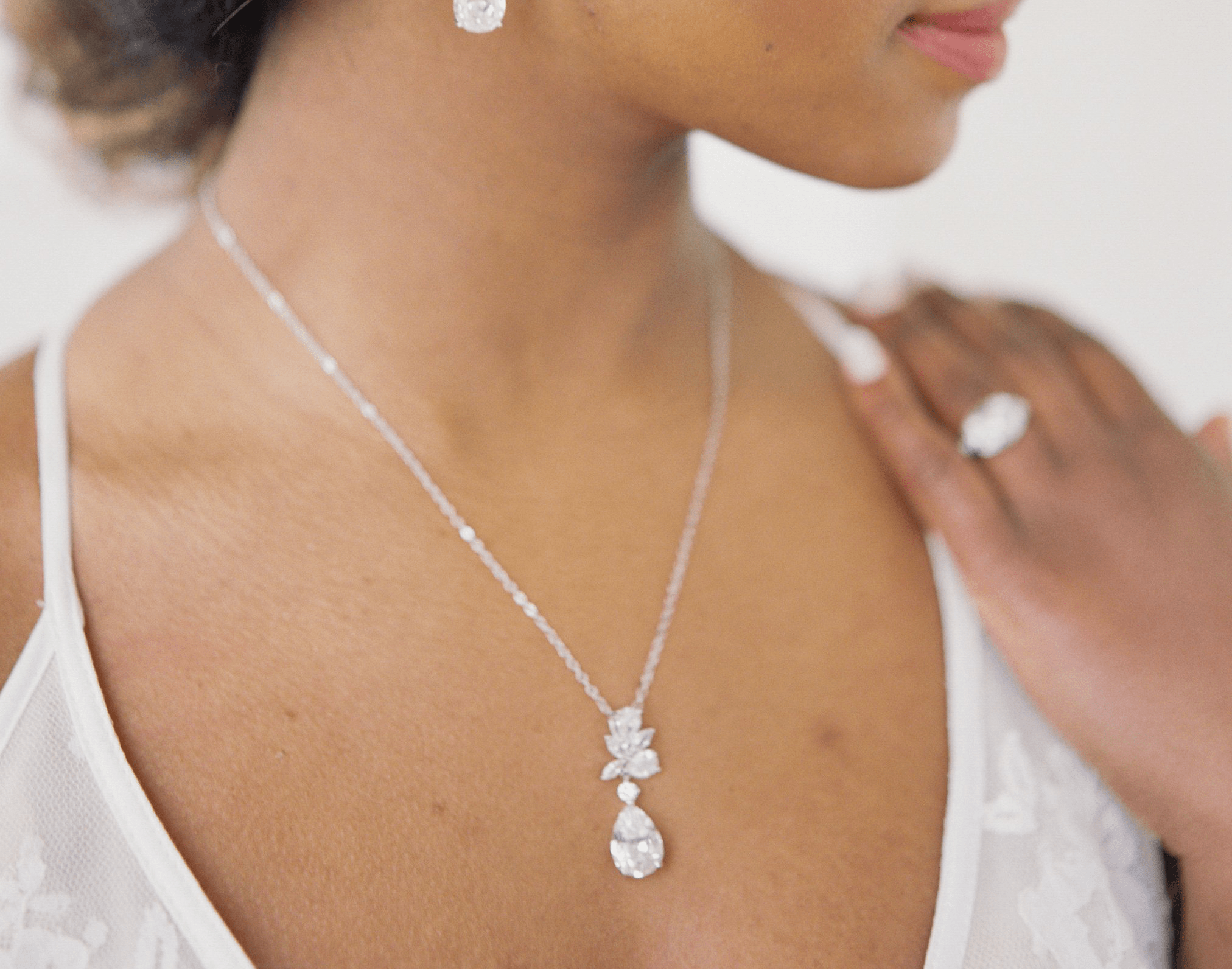 SERENA Sterling Silver Drop Earrings and Necklace Set for Women - Elegant Jewelry Gift for Wedding, Party & Everyday Wear