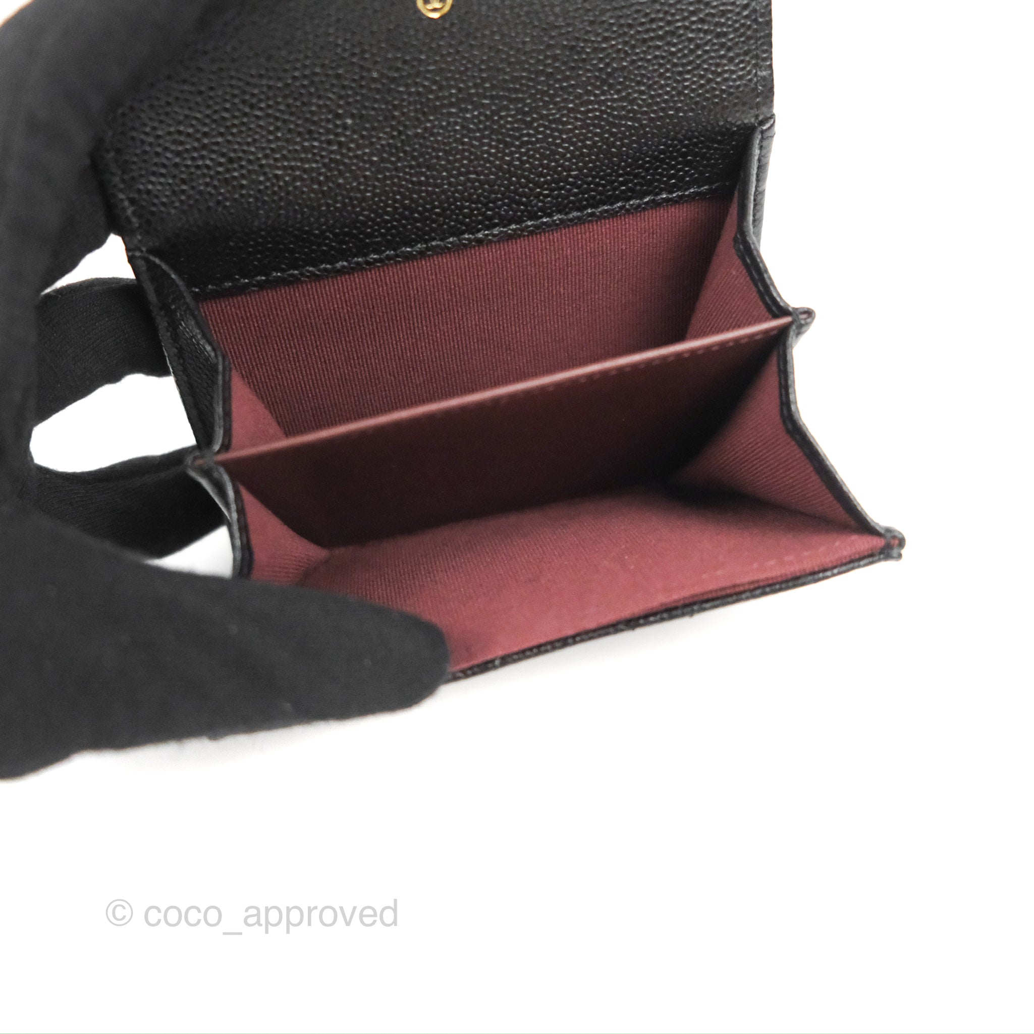 Chanel Classic Flap Coin Purse - Black Caviar Leather with Gold Hardware | Luxury Compact Wallet for Women | Perfect for Everyday Use & Special Occasions