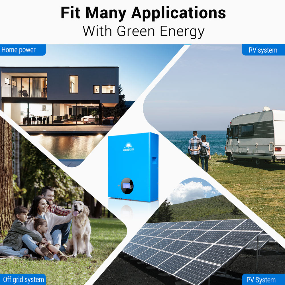 SunGoldPower 5.12kWh LiFePO4 Solar Battery Storage - SG48100M Powerwall for Home Energy Backup & Off-Grid Power Solutions