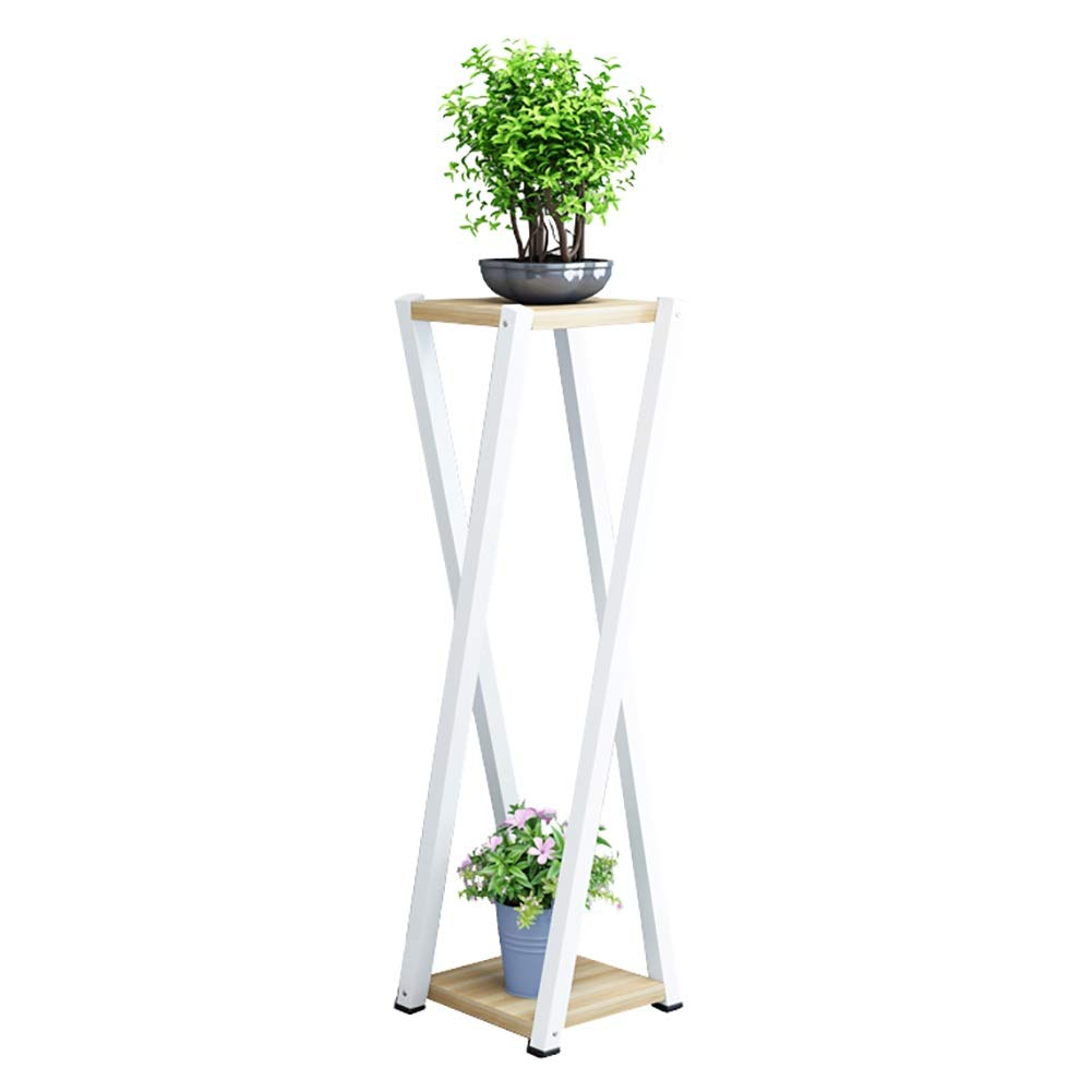 2-Tier Demountable Plant Stand for Indoor Floor - White Potted Flower Rack for Office & Home Decor (Height: 100cm) - Perfect for Living Room, Balcony & Small Space Gardening