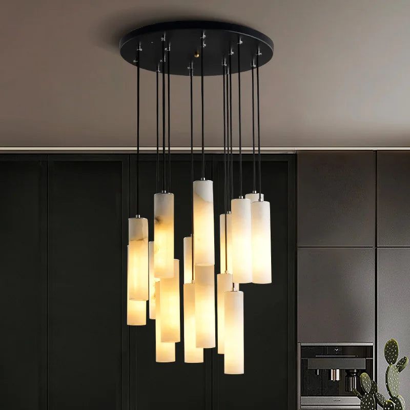 Modern Marble Pendant Light for Bedroom - Contemporary Handcrafted Hanging Fixture with Adjustable Cord - Perfect for Bedside, Dining Room, or Living Room Lighting Decor