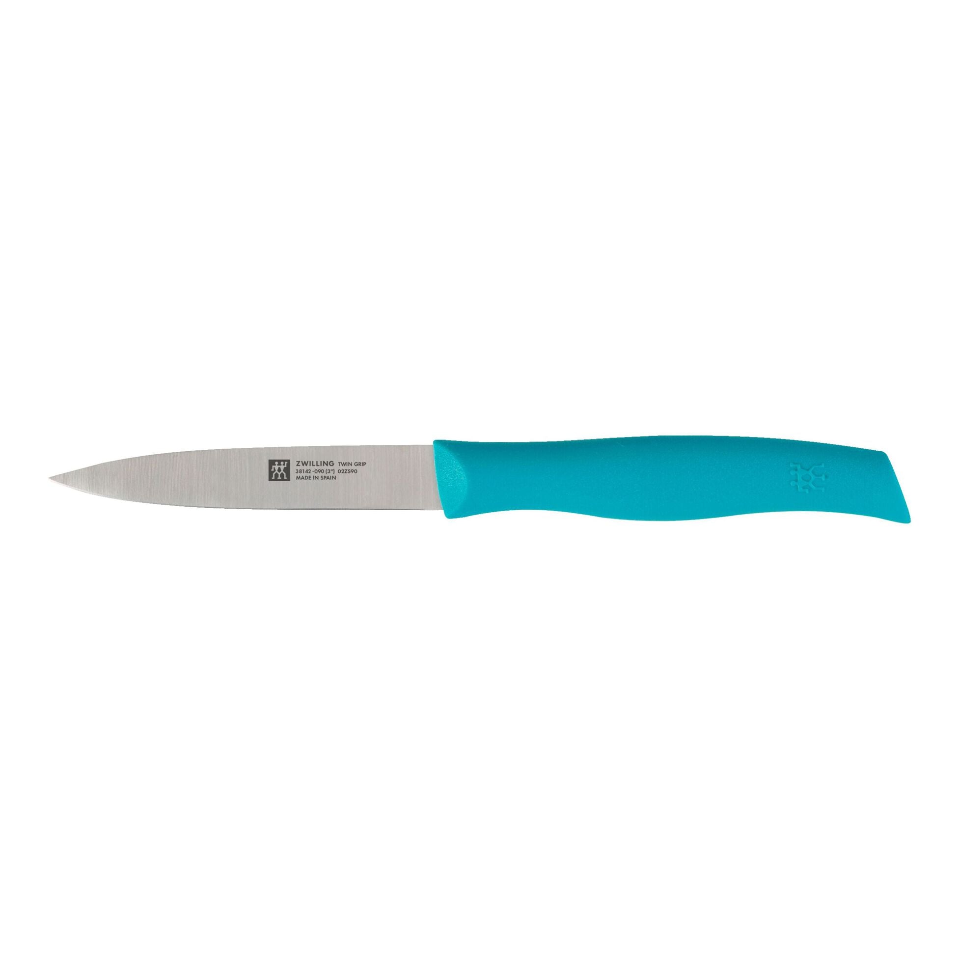 ZWILLING Twin Grip 3.5-Inch Paring Knife with Aqua Handle - Ultra Sharp German Stainless Steel Kitchen Knife for Precise Peeling, Slicing & Garnishing - Perfect for Fruits, Vegetables & Detailed Culinary Work