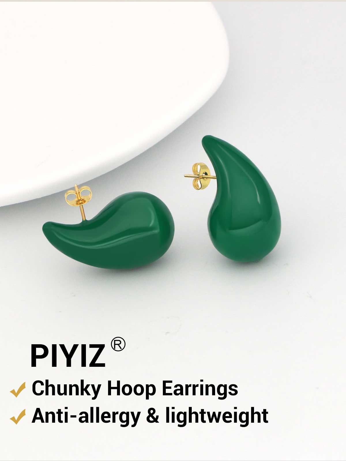 18K Gold Plated Chunky Hoop Earrings for Women - Stainless Steel Thick Teardrop Statement Earrings | Perfect for Parties, Weddings & Everyday Wear
