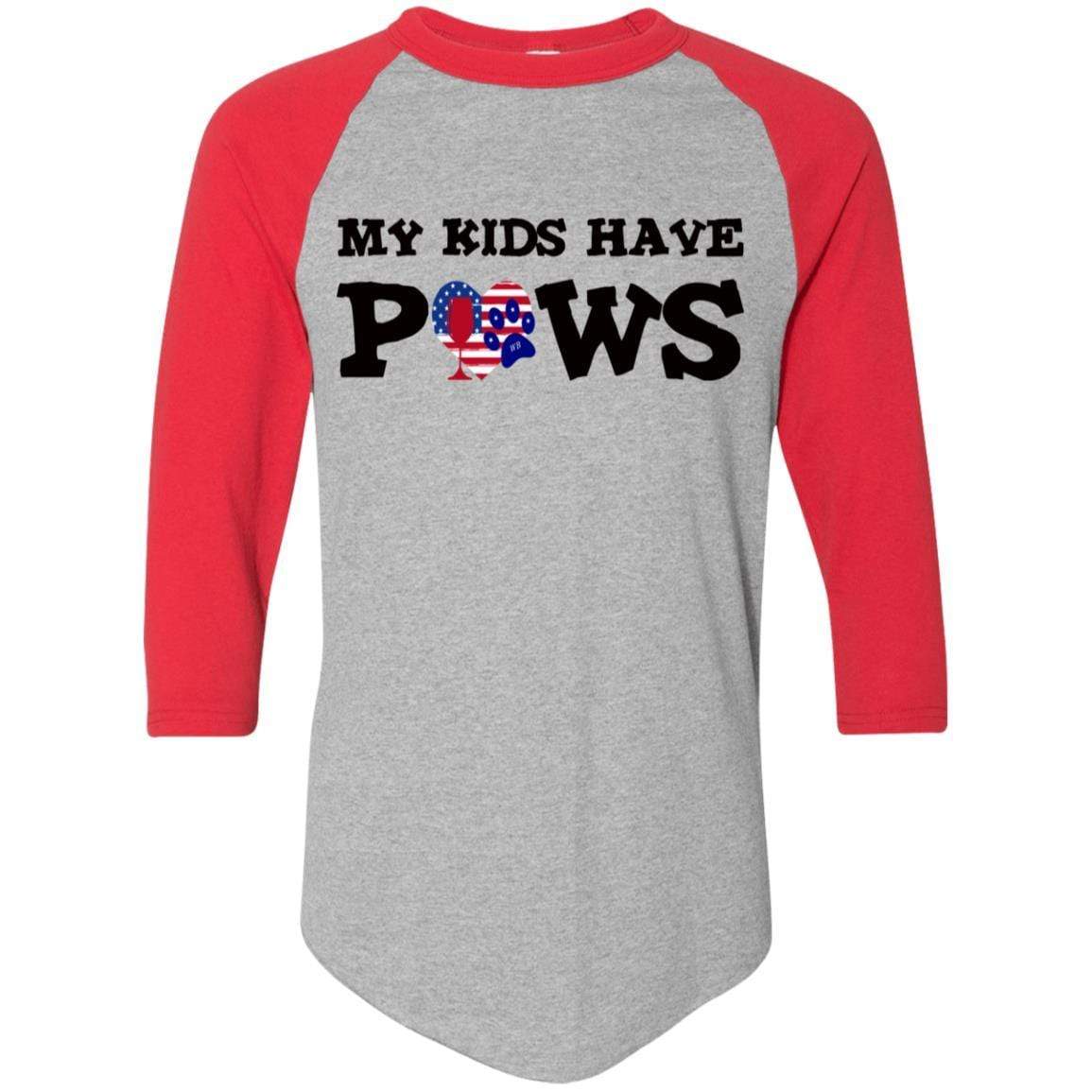 My Kids Have Paws Colorblock Raglan Jersey - Funny Dog Lover T-Shirt for Women | WineyBitches.Co | Perfect for Pet Owners, Dog Moms & Animal Lovers