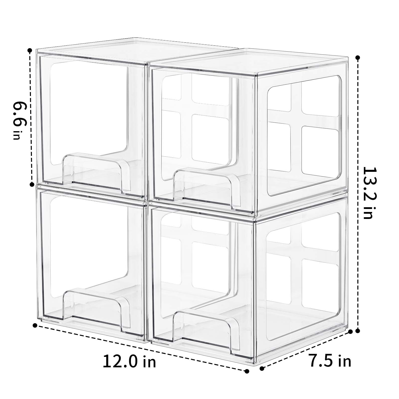 SMARTAKE 4-Pack Acrylic Makeup Organizer Drawers - Stackable Bathroom Storage for Vanity & Kitchen