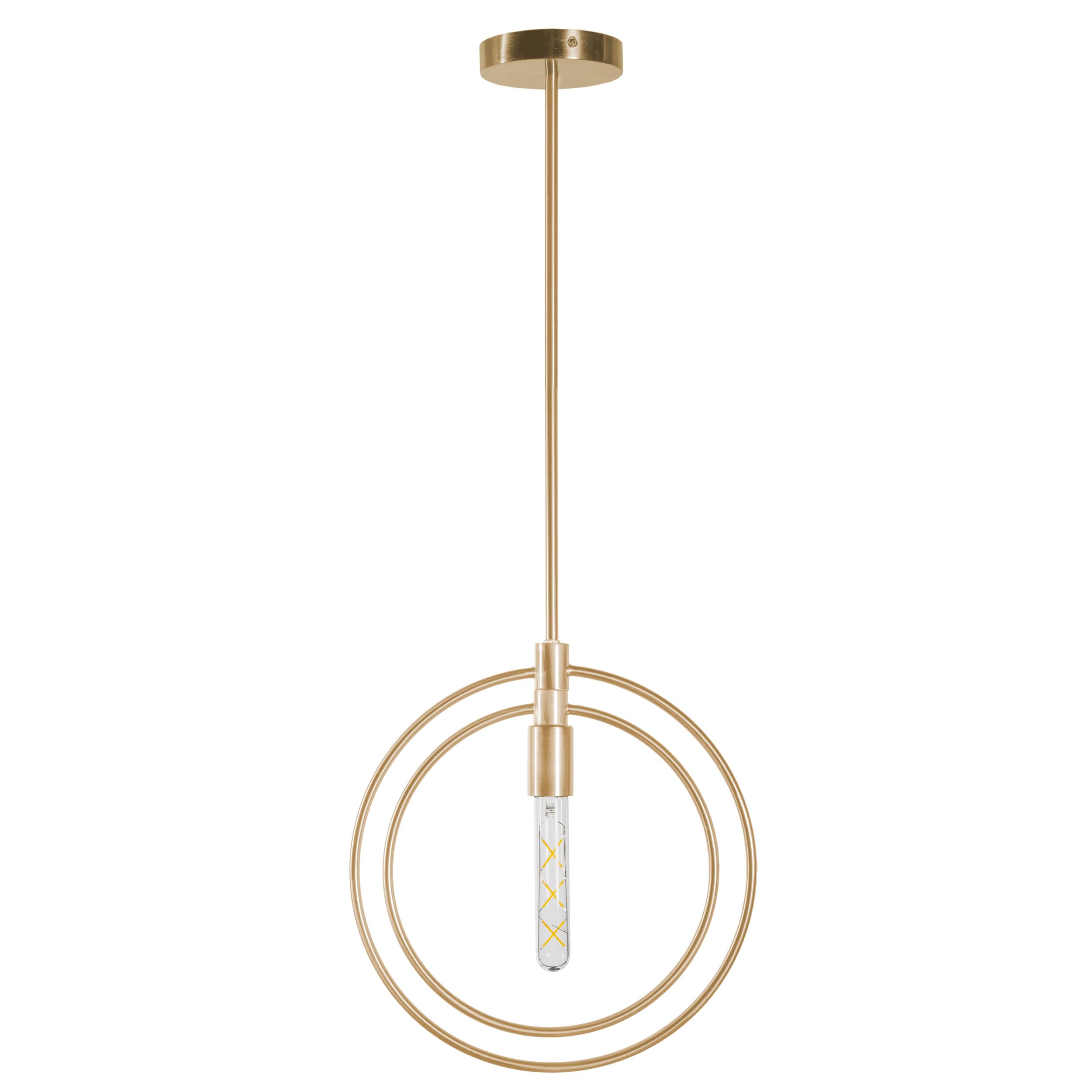 Adjustable Brass Pendant Light Fixture - Single Hanging Chandelier for Kitchen Island, Dining Room, Bedroom & Bathroom | Modern Nyla Design for Home Decor & Interior Lighting