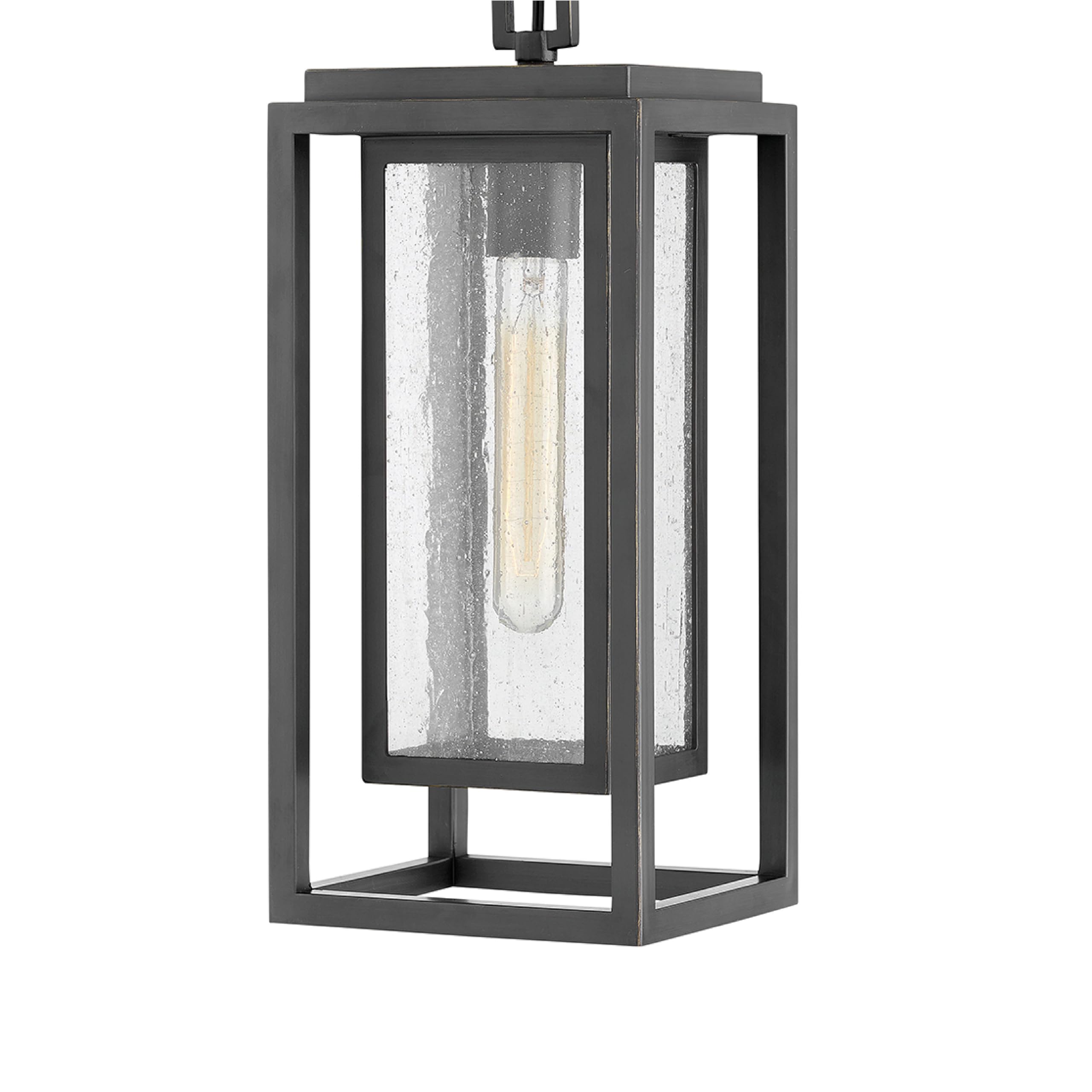 Hinkley Republic Medium Hanging Outdoor Lantern - Coastal Style, Estate Collection, 1-Light Clear Seedy Glass, Oil Rubbed Bronze Composite Material - Perfect for Porch, Patio, and Garden Lighting