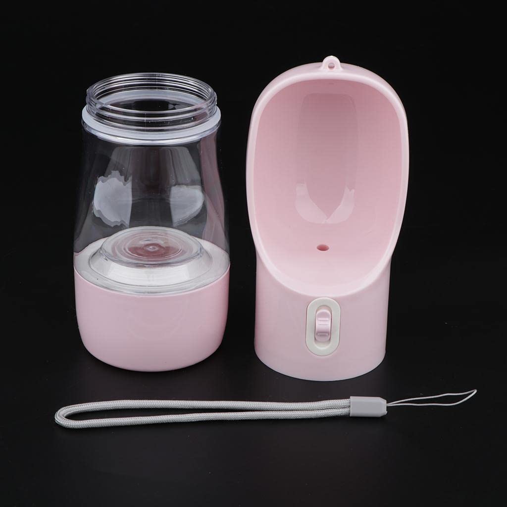 Portable Pet Water Bottle for Dogs & Cats - Travel Drinking Cup with Food Container - Leak-Proof & Foldable Design - Perfect for Hiking, Camping, and Outdoor Adventures (Pink)