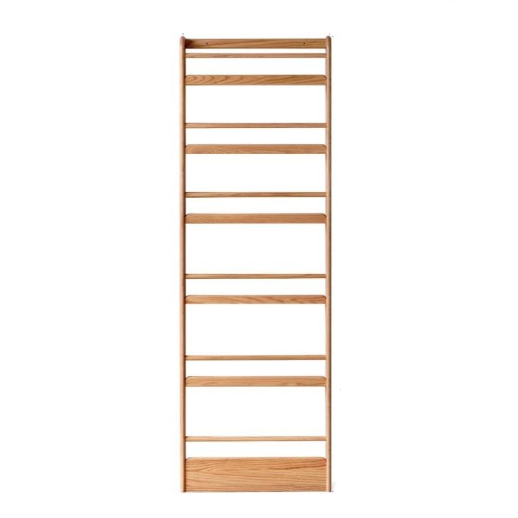Solid Oak Wood Wall-Mounted Ultra-Thin Bookshelf - Modern Floating Shelf for Living Room, Bedroom, or Office Storage & Display