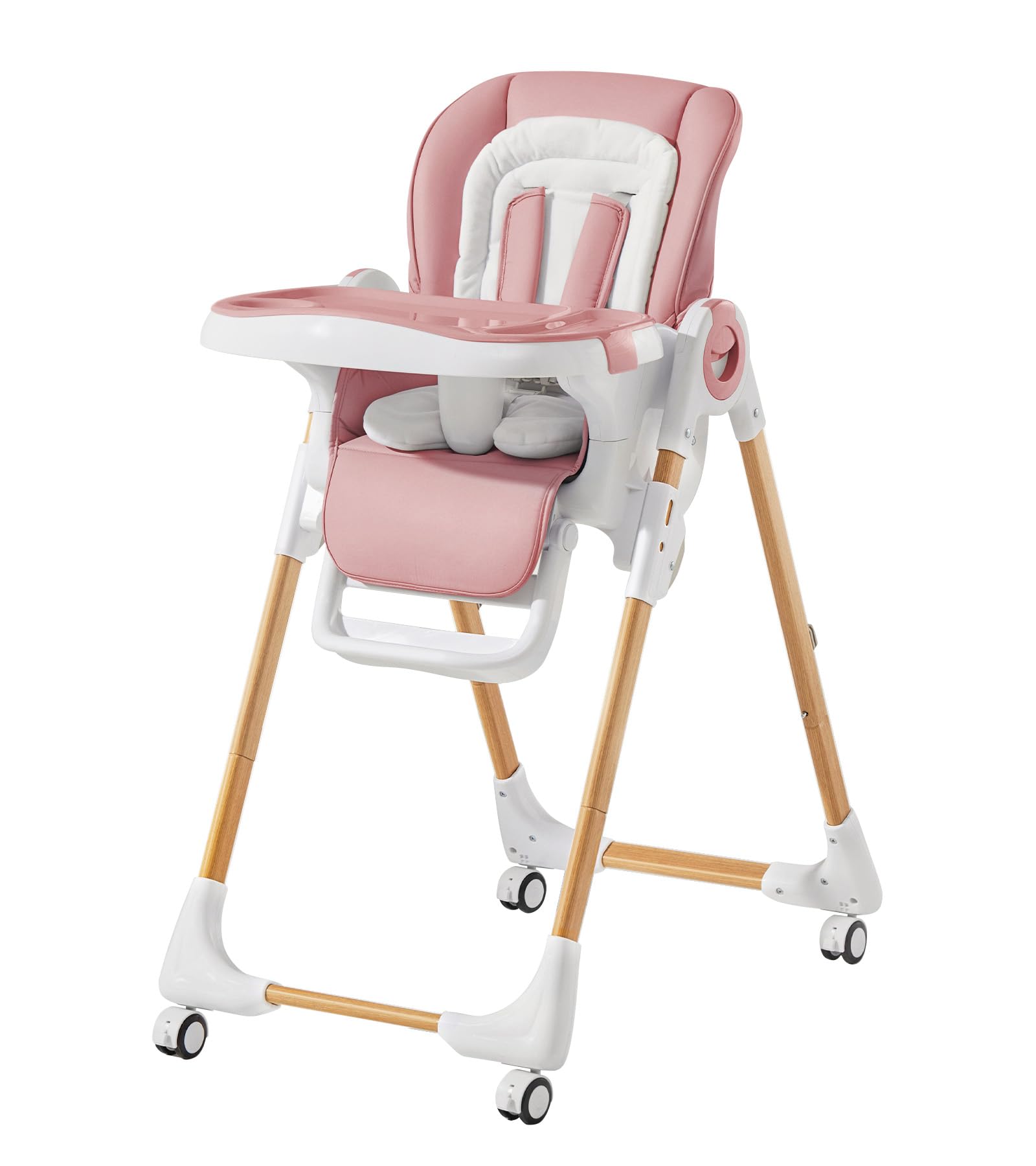 Convertible Baby High Chair with Adjustable Height, Removable Tray & Lockable Wheels - Portable Toddler Dining Chair for Home & Restaurant Use