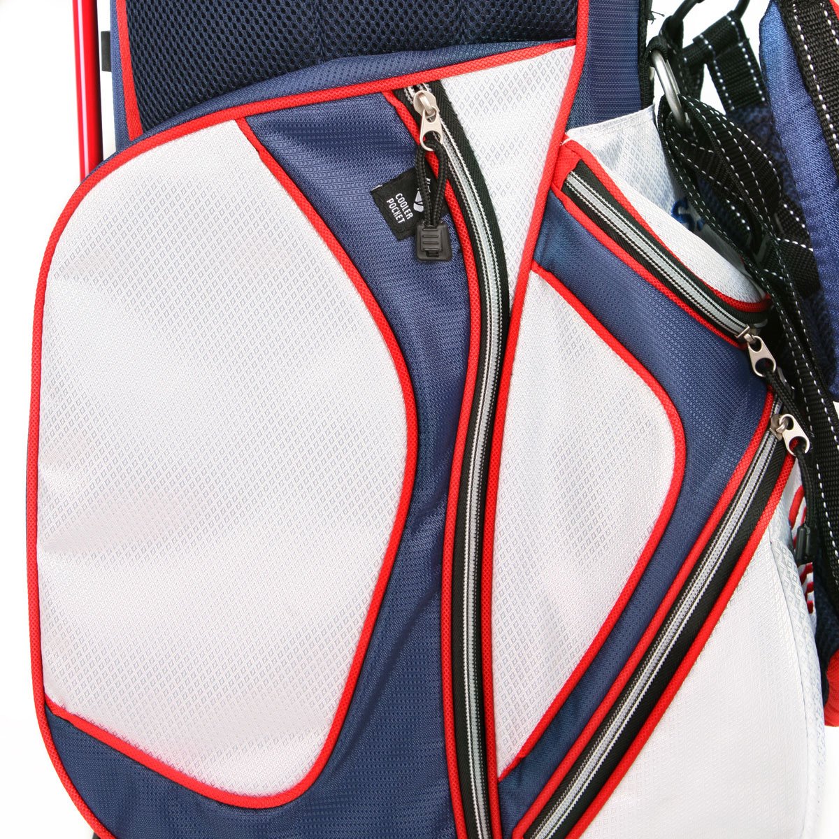 Powerbilt TPS Dunes USA Flag Golf Stand Bag - Lightweight 6-Way Divider Golf Club Bag with 5 Zippered Pockets, Cooler & Valuables Pocket, Rain Hood & Padded Double Strap | Perfect for Golf Tournaments, Driving Range & Weekend Golf Outings