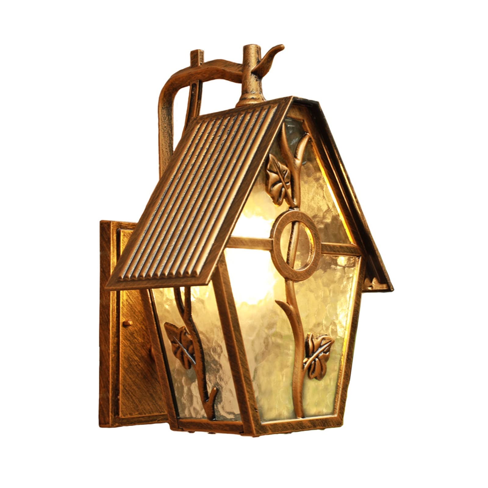 Rustic Wall Lamp with Water Glass - Dusk to Dawn Outdoor Wall Lantern, Wall Mounted Sconce Light Fixture for Patio, Garden, Porch & Home Exterior Decor