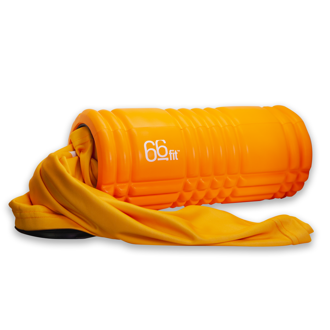 66Fit Massage Roller with Cap - 33cm Foam Roller for Muscle Recovery, Deep Tissue Massage, Yoga & Fitness - Perfect for Athletes, Gym Workouts & Post-Exercise Pain Relief