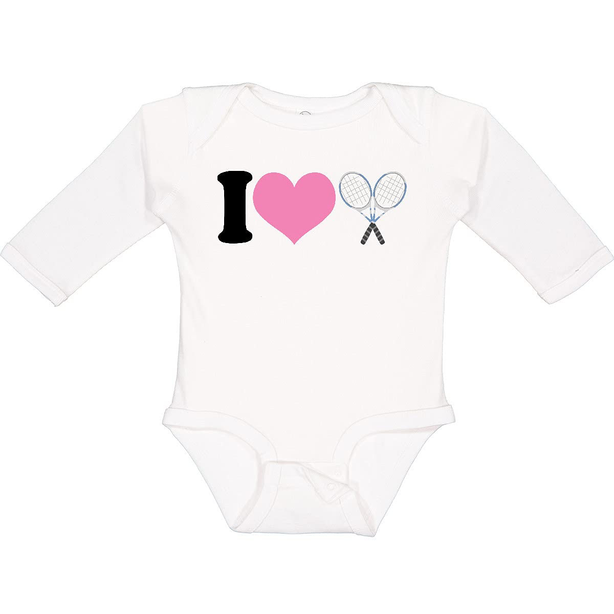 Inktastic I Heart Tennis Sports Long Sleeve Baby Bodysuit - Soft Cotton Onesie for Newborns & Infants - Perfect for Tennis Lovers, Playdates & Family Photos