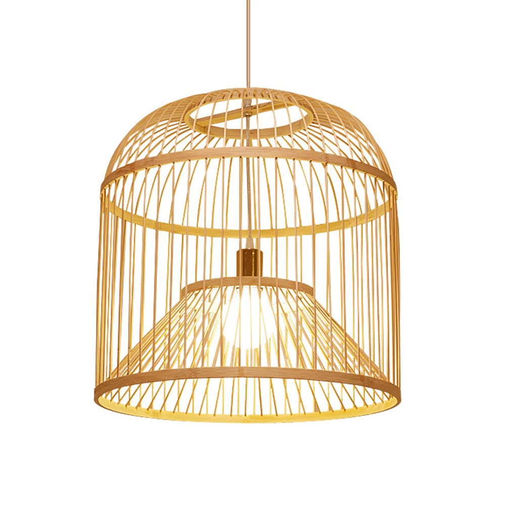 Handmade Bamboo Weaving Pendant Light - Natural Rattan Single Bulb Lantern Lamp with Wooden Ceiling Fixture - Vintage Style for Tea Room, Restaurant, Hotel & Home Decor | Perfect for Boho, Farmhouse & Coastal Interior Design