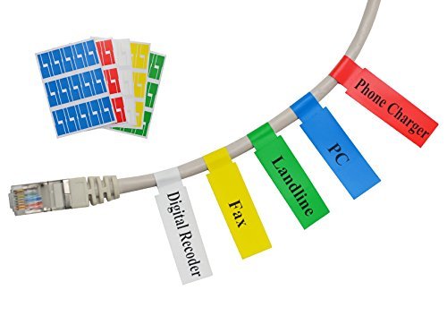 Mr-Label® 20 Sheets (600 Labels) Assorted Colors Self-Adhesive Cable Labels - Waterproof, Tear Resistant & Durable - Compatible with Laser Printers - Includes Online Print Tool - Perfect for Home, Office & Data Center Organization