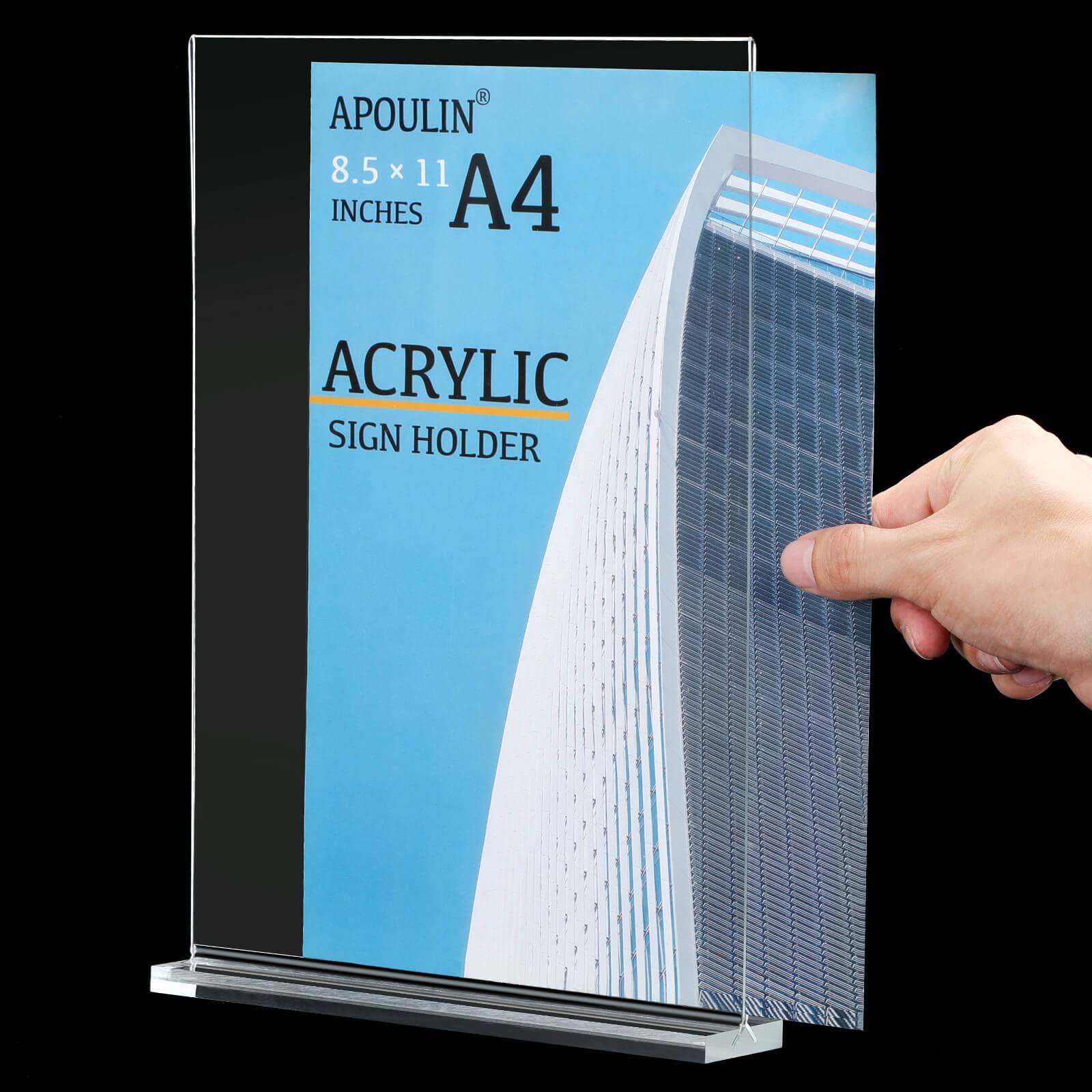 6 Pack Clear Acrylic Sign Holders - T-Shaped Double-Sided Desktop Display Stand for 8.5 x 11 Inch Paper (Ideal for Restaurants, Retail Stores & Office Use)