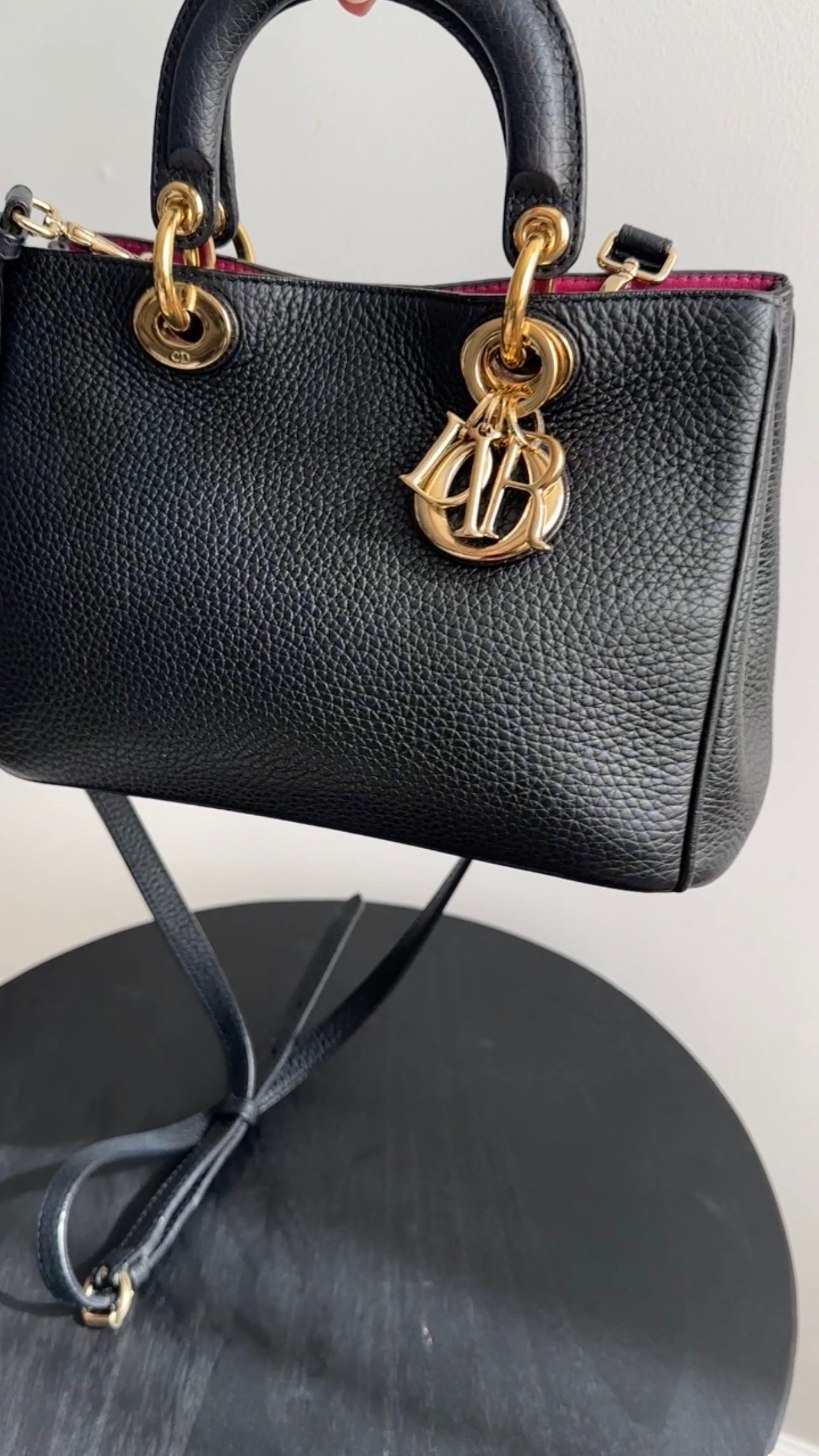 Christian Dior Black Mini Diorissimo Leather Two-Way Shoulder Bag Crossbody Purse for Women | Luxury Designer Handbag for Date Night, Office & Travel
