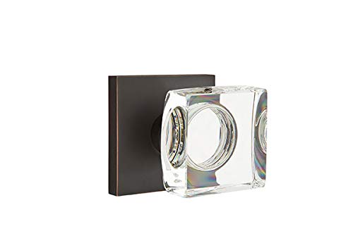 EMTEK Modern Square Crystal Knob Concealed Fastener Rosette Passage Set - Oil Rubbed Bronze Finish - 7 Finish Options - C5110MSCUS10B - Perfect for Bedroom, Bathroom & Interior Doors
