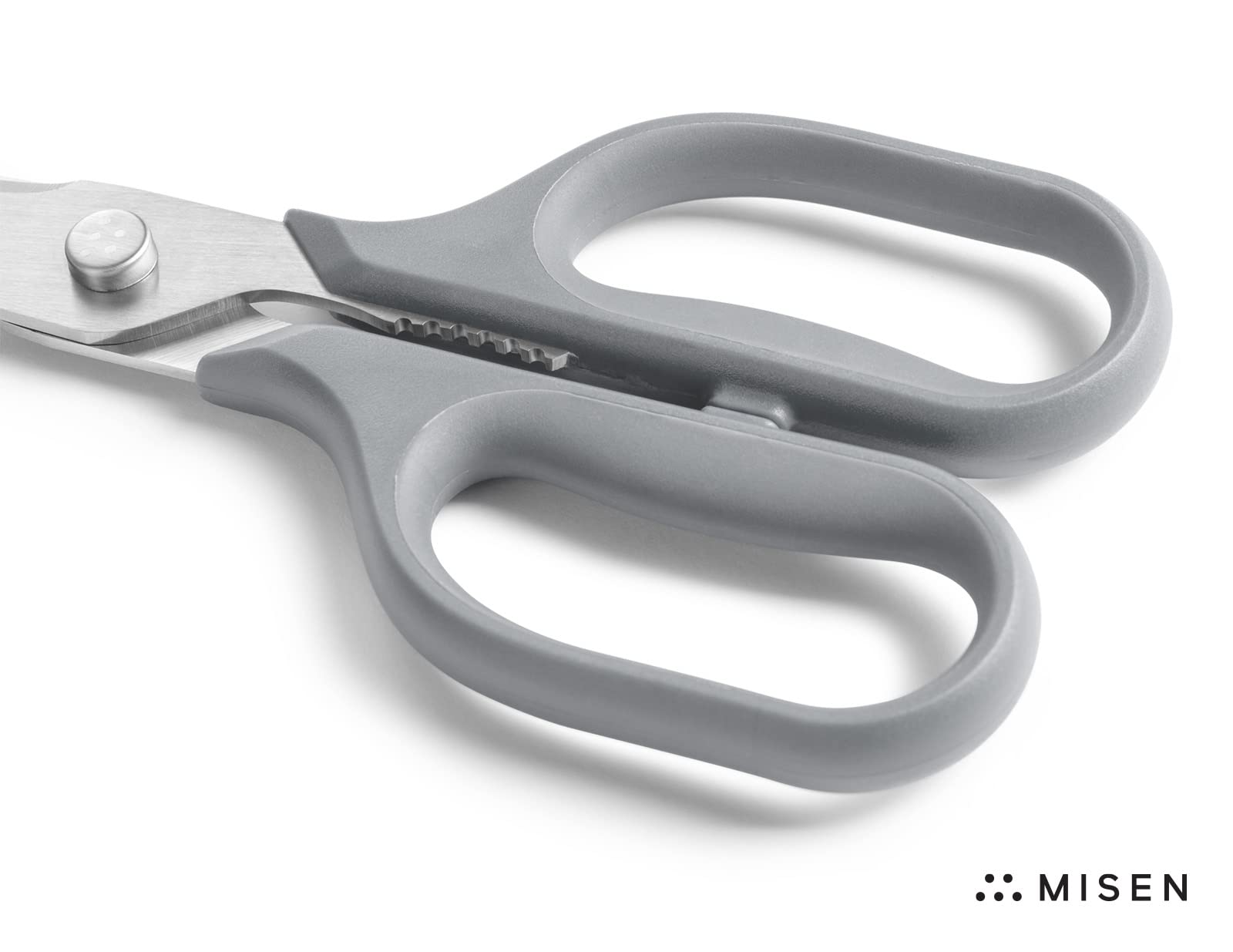 Misen Heavy Duty Kitchen Shears - Professional Multi-Purpose Cooking Scissors for Cutting Meat, Poultry, Herbs & Vegetables - Dishwasher Safe Kitchen Shears with Ergonomic Ambidextrous Handle (Gray) - Perfect for Meal Prep, Butchering & Food Preparation