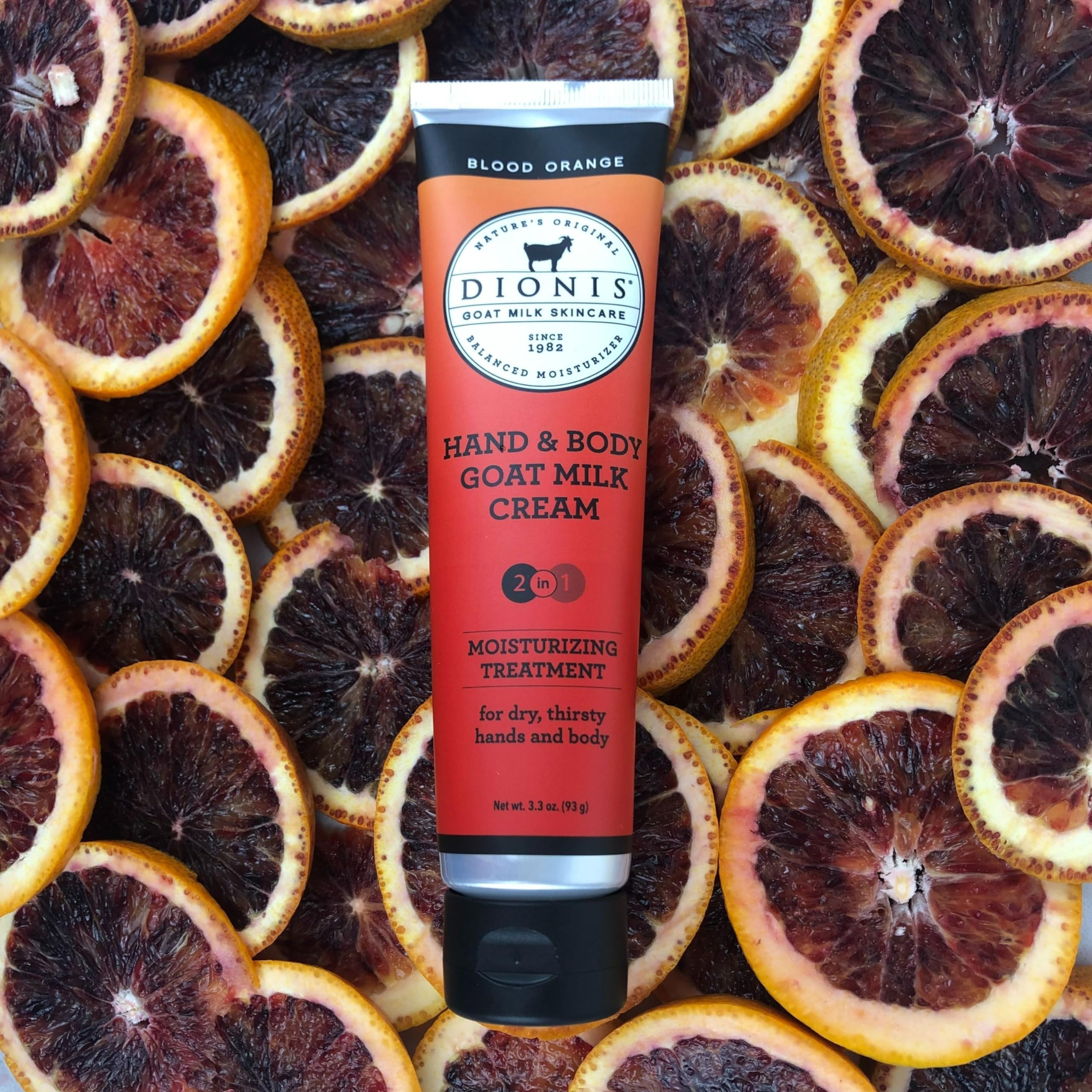 Dionis Goat Milk Skincare Blood Orange Hand & Body Cream 3.3oz - Travel Size Moisturizing Lotion for Dry Skin - Hydrating, Cruelty Free & Paraben Free - Made in USA - Perfect for Travel, Gifts & Daily Skincare Routine