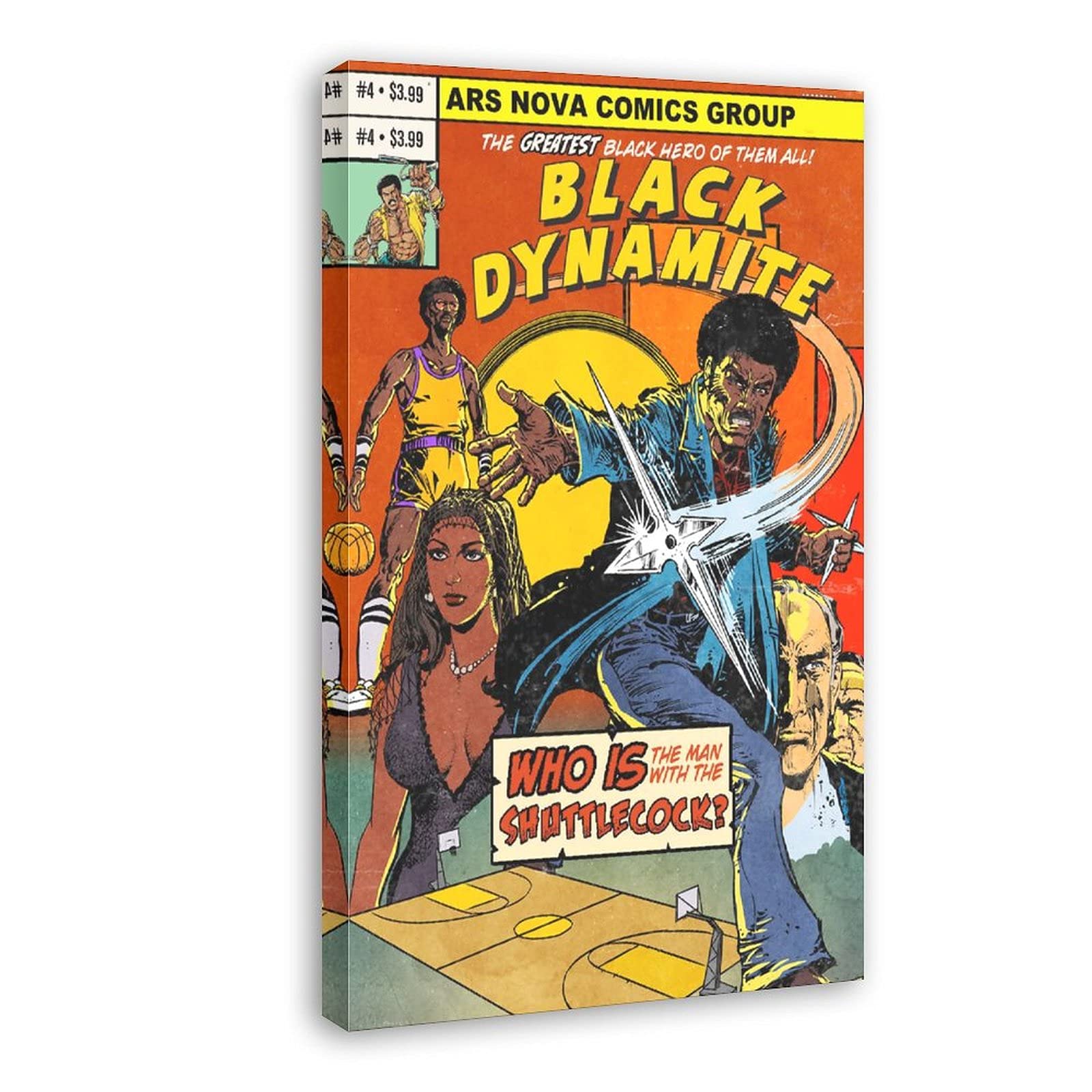 Black Dynamite Comic Book Poster - 12x18 Inch (30x45cm) Framed Canvas Wall Art for Bedroom & Office Decor - Perfect Gift for Movie Fans & Pop Culture Enthusiasts - Great for Home Theater Rooms, Man Caves, and Comic Book Collections