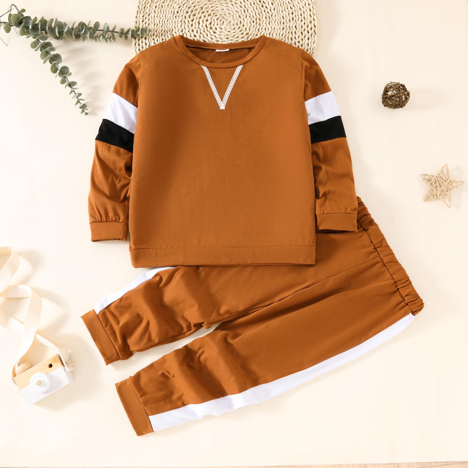 Colorblock Toddler Boy Outfit Set - 2PC Top & Contrast Pants | Cute Playtime & Casual Wear for 1-3 Year Olds