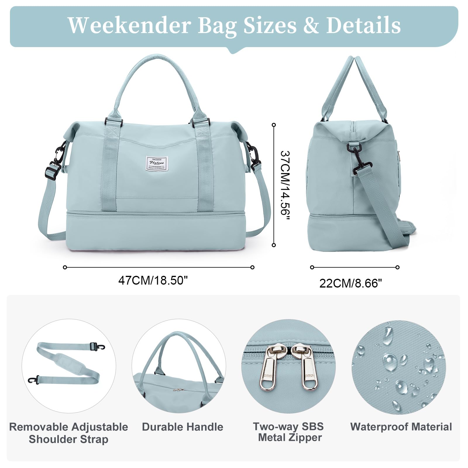 Stylish Travel Duffel Bag with Separate Shoes Compartment - Women's Weekender Overnight Bag for Gym, Work & Airplane Carry-On | Perfect for Business Trips, Weekend Getaways & Fitness Travel