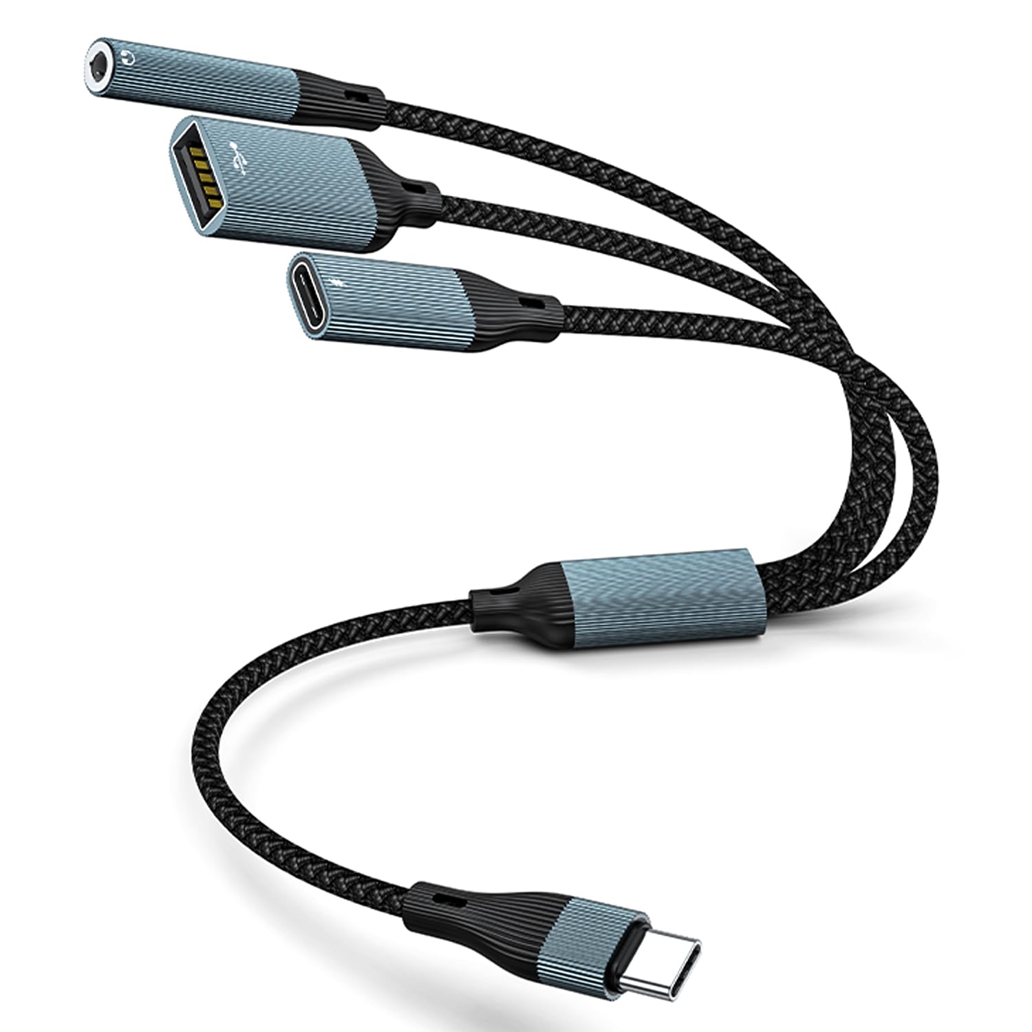 USB C Splitter with 3.5mm Headphone Jack & 60W PD Charging - 3-in-1 USB C to USB A OTG Adapter for Fast Data Transfer - Compatible with iPad Pro, MacBook, iPhone 16/15, Galaxy S24/S23 - Perfect for Travel, Work & Multi-Device Charging