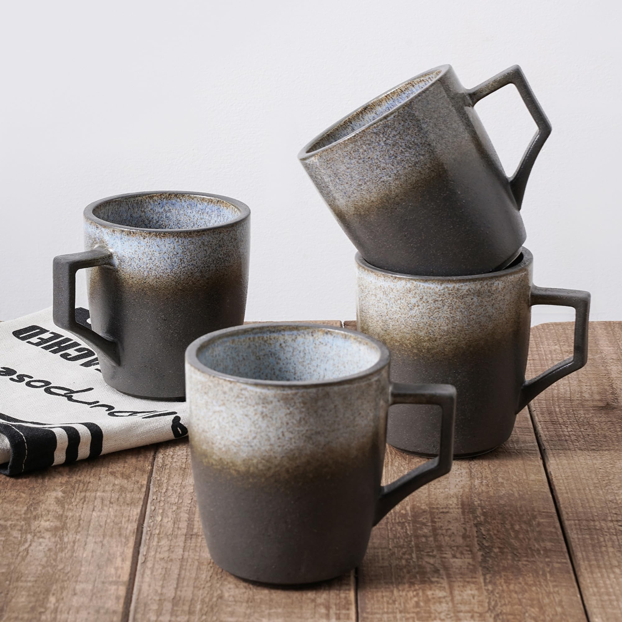Stone Lain Vince Stoneware Reactive Glaze Dinnerware Set - 16-Piece Gray Dinner Set for 4, Durable Ceramic Plates & Bowls - Perfect for Family Dinners, Entertaining Guests & Restaurant-Style Dining