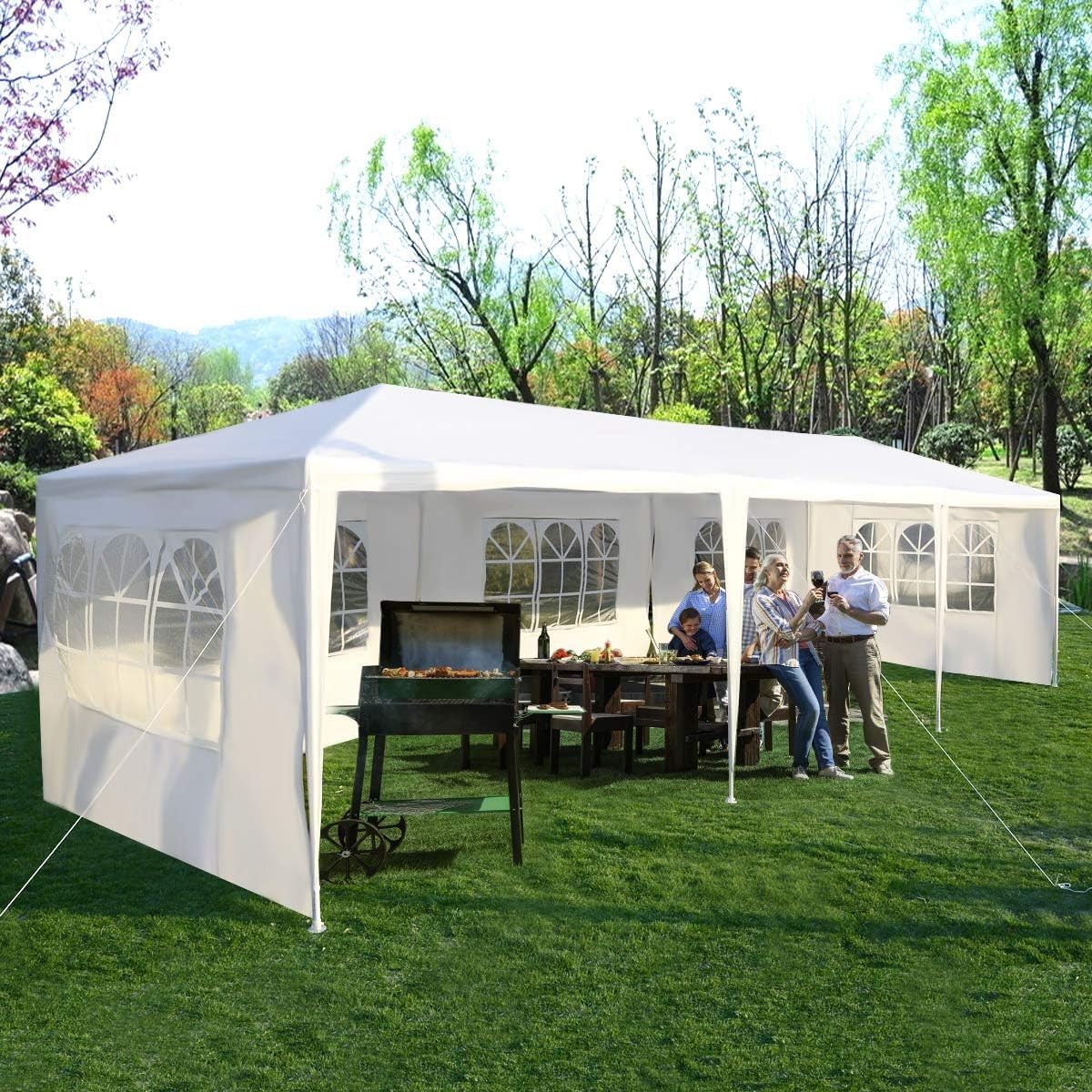 Tangkula 10x30 Ft Heavy Duty Canopy Tent with 5 Removable Sidewalls - Waterproof Outdoor Party Tent with Wind Ropes & Ground Stakes - Perfect for Weddings, Backyard Events, Camping and Outdoor Gatherings
