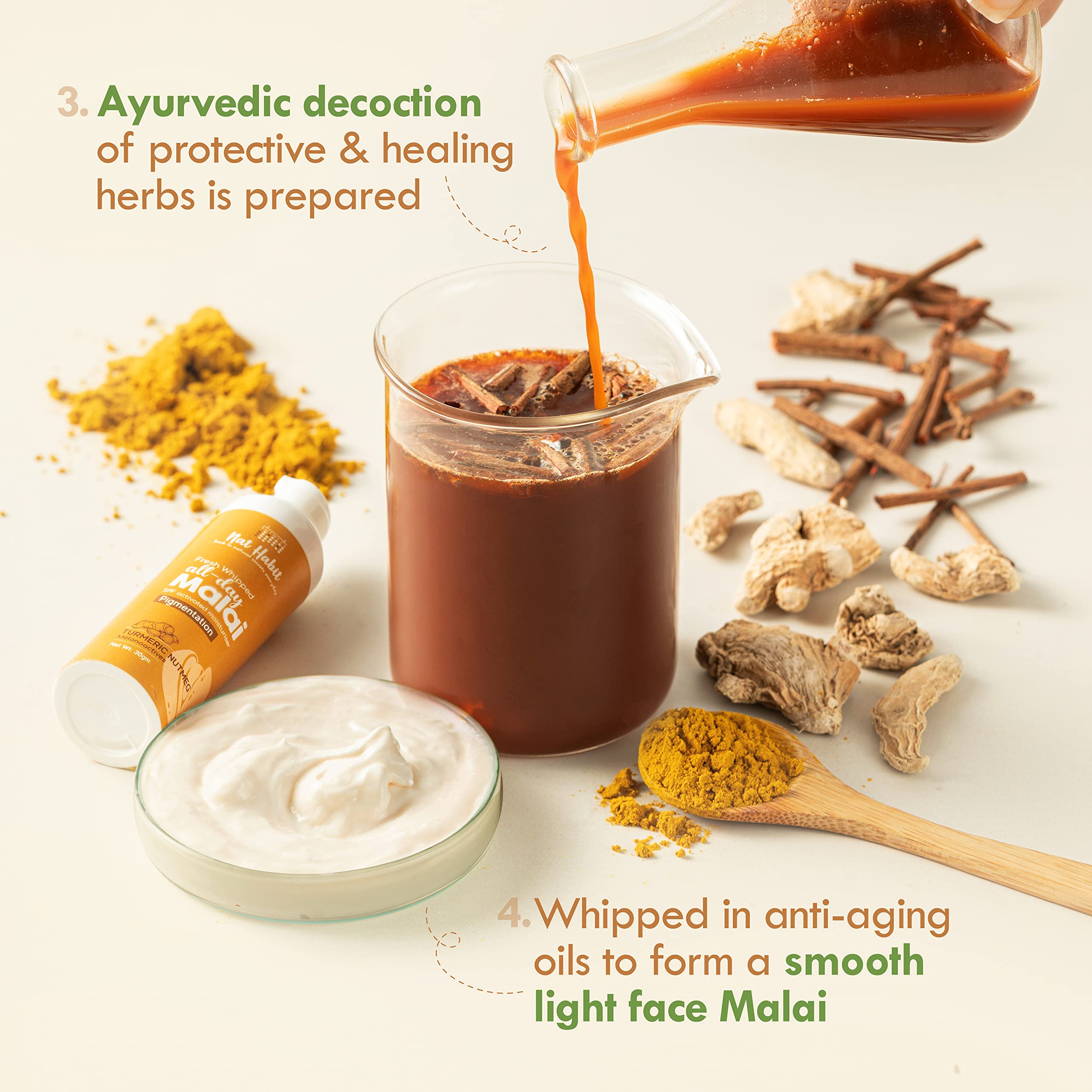 Nat Habit Turmeric & Nutmeg Face Cream for Glowing Skin - Reduces Pigmentation & Brightens Complexion (30g) - Perfect for Daily Skincare & Dark Spot Treatment