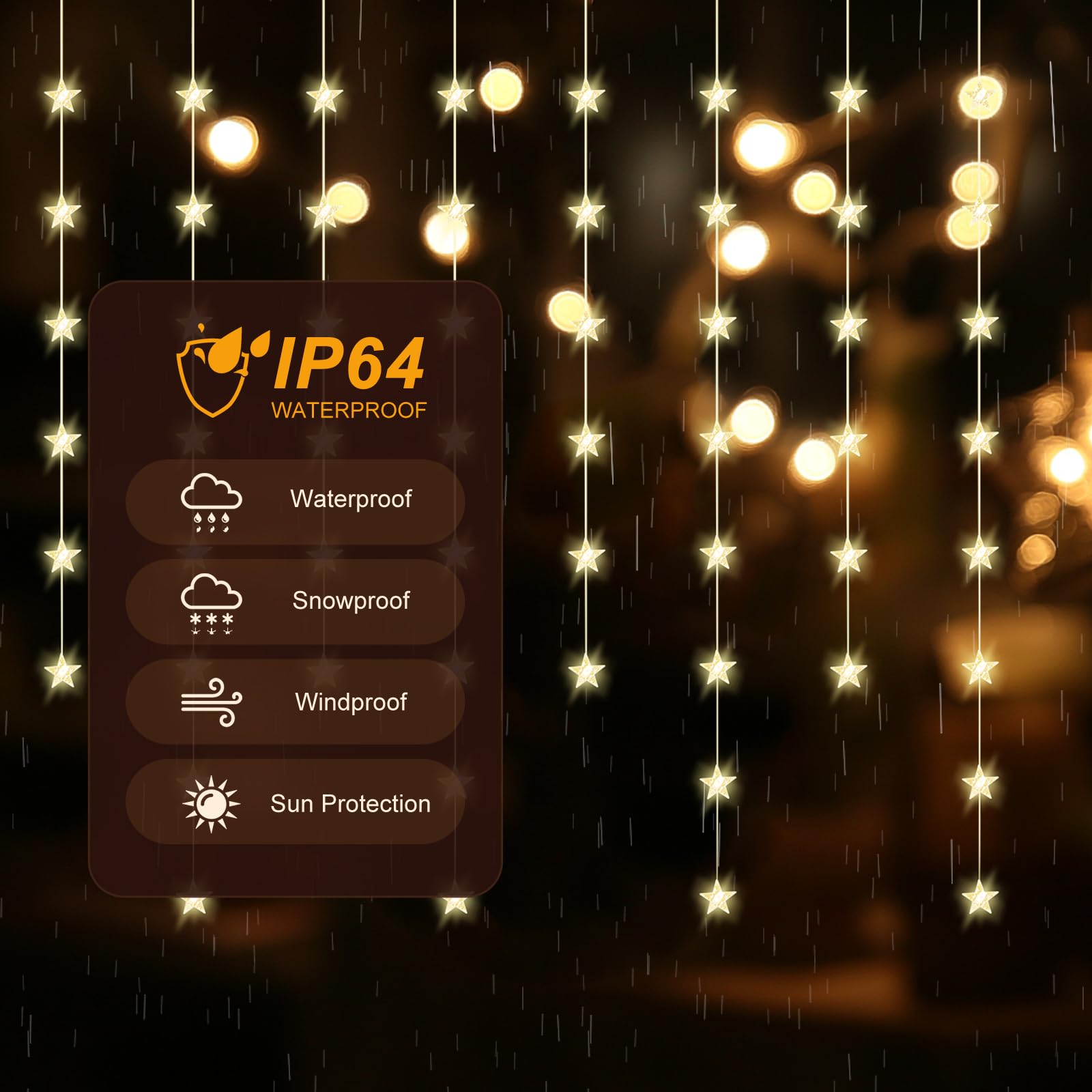 70 LED Star Curtain Lights Warm White - Remote Control Fairy Twinkle String Lights for Window, Bedroom, Wall & Ceiling Decor - Perfect for Christmas, Wedding, Party & Birthday Celebrations - Create Magical Ambiance for Indoor & Outdoor Events