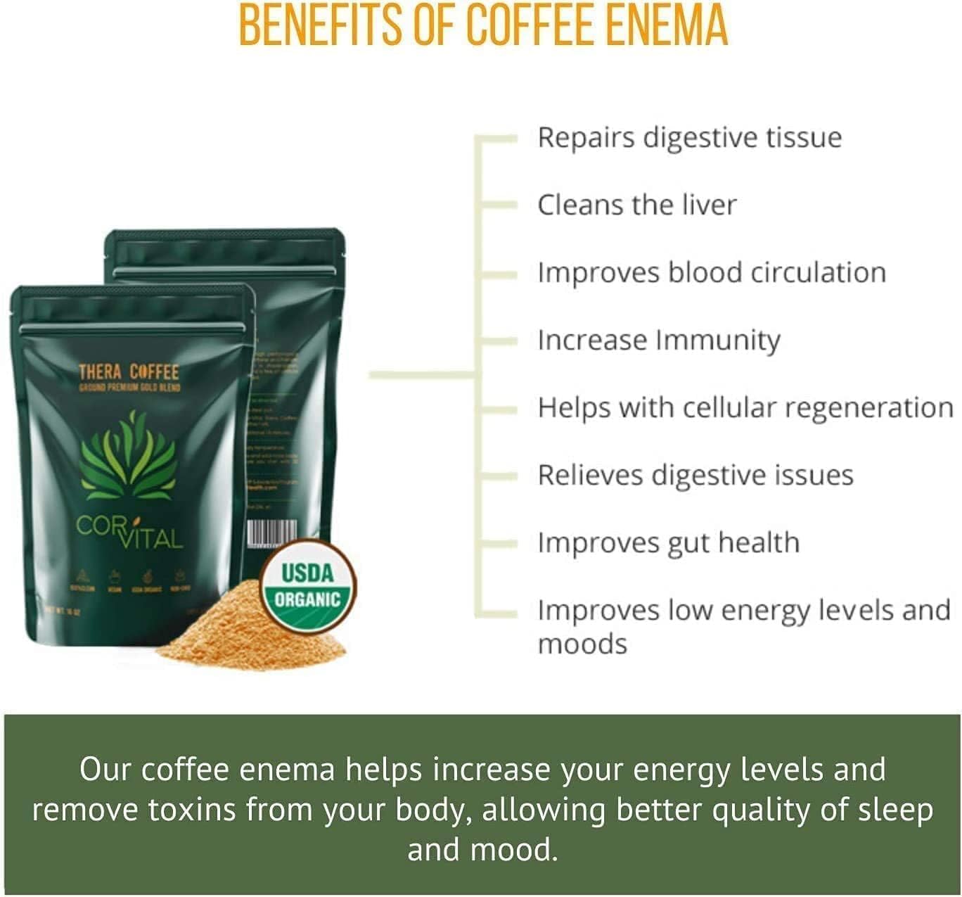 Organic Cor-Vital 5lb Coffee Enema Kit - Gerson Therapy Approved, Mold-Free Colon & Liver Detox Cleanse - Best for Home Enema Therapy, Digestive Health & Body Cleansing - Perfect for Holistic Wellness Routines & Detox Programs