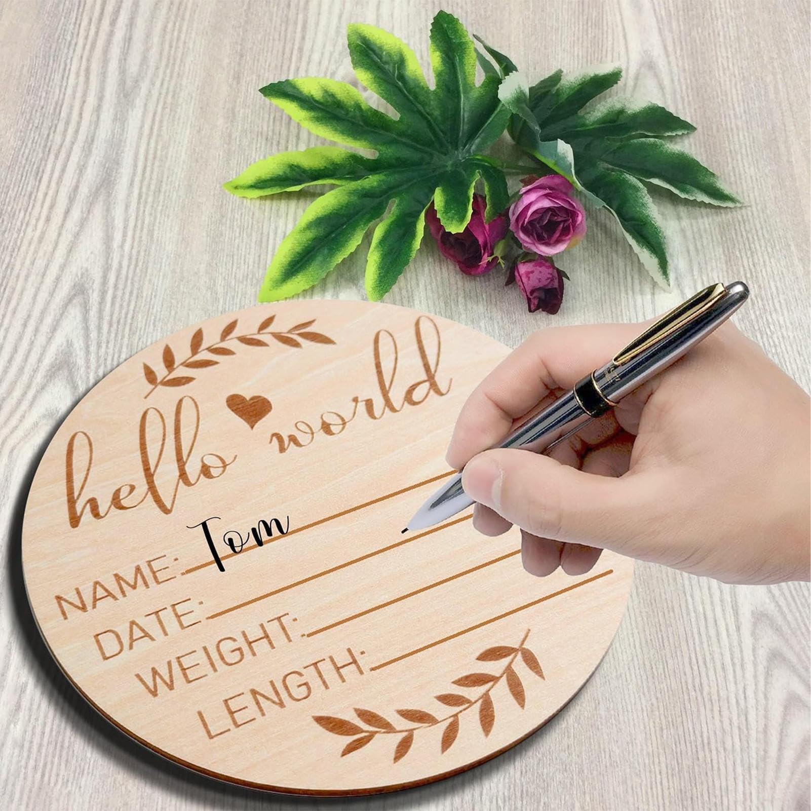 Shakven Wooden Baby Birth Announcement Sign - Unique Hospital Birth Sign & Cherished Baby Shower Keepsake | Perfect for Newborn Photo Props, Nursery Decor & Gender Reveal Gifts