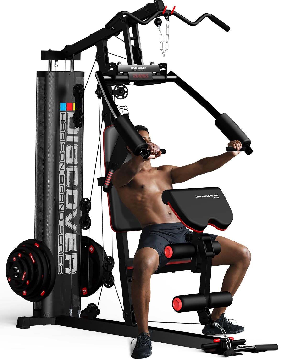 HARISON Home Gym Equipment - Multifunctional Full Body Workout Machine with Pulley System, Weight Bench, Leg Extension & Rowing Machine for Strength Training | Perfect for Home Fitness, Muscle Building & Cardio Workouts