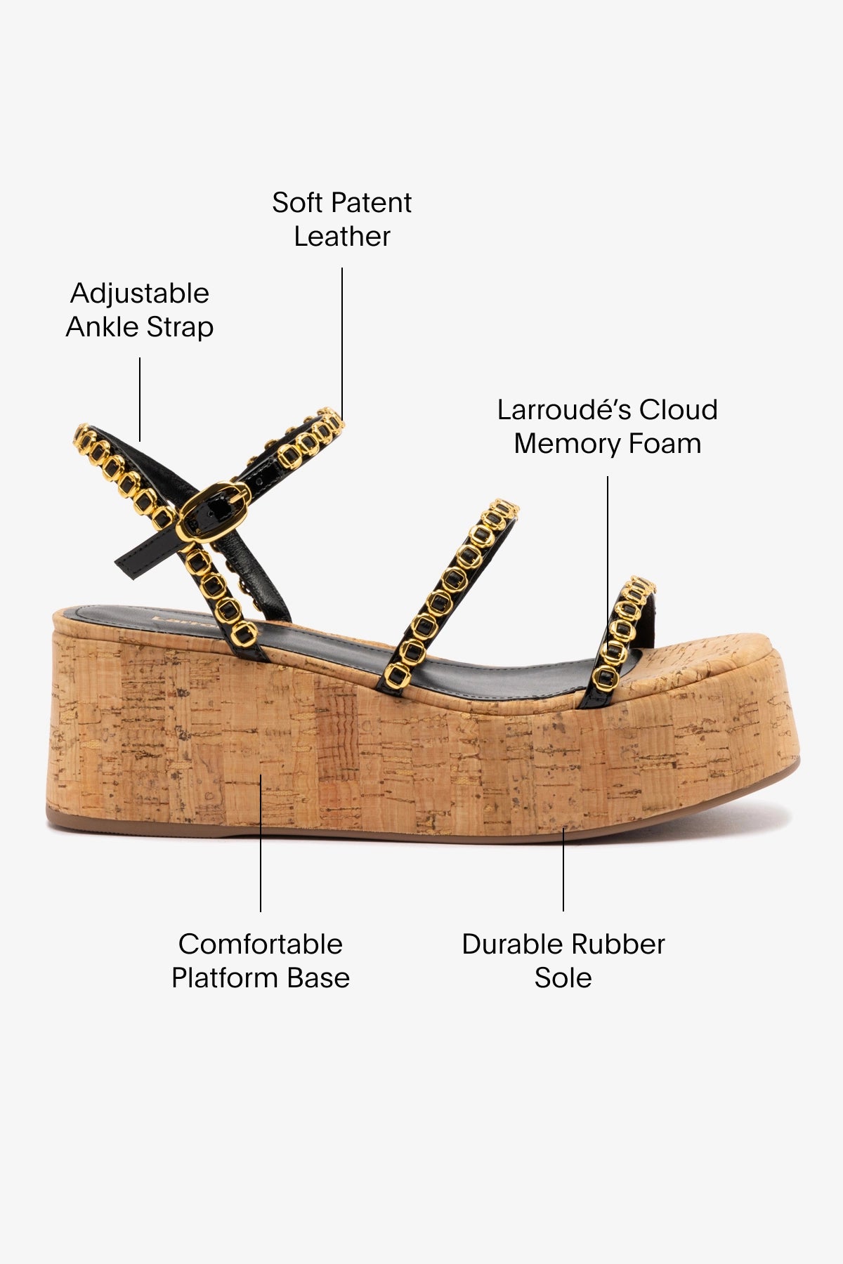 Gio Milanina Black Patent Leather & Natural Cork Flatform Sandals - Comfortable Women's Shoes for Casual Outings & Summer Wear