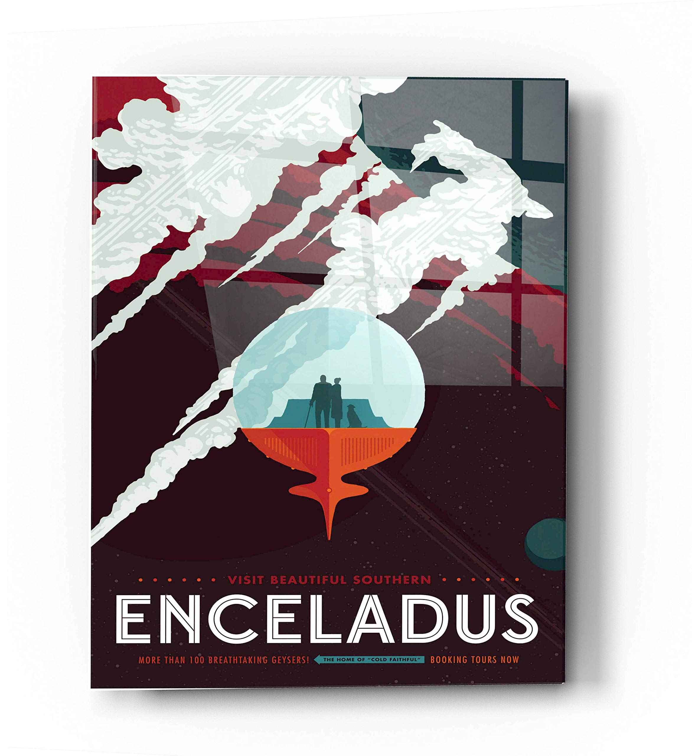 Epic Art 'Visions of the Future: Enceladus' Acrylic Glass Wall Art - 24x36 Inches - Modern Space-Themed Home & Office Decor - Perfect for Living Rooms, Bedrooms & Contemporary Spaces
