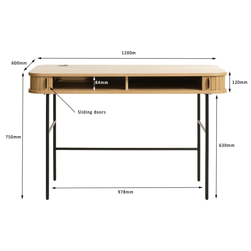 NOLA 47-Inch Study Desk - Solid Oak Wood Writing Desk for Home Office, Dorm Room, or Study Space - Perfect for Remote Work and Online Learning