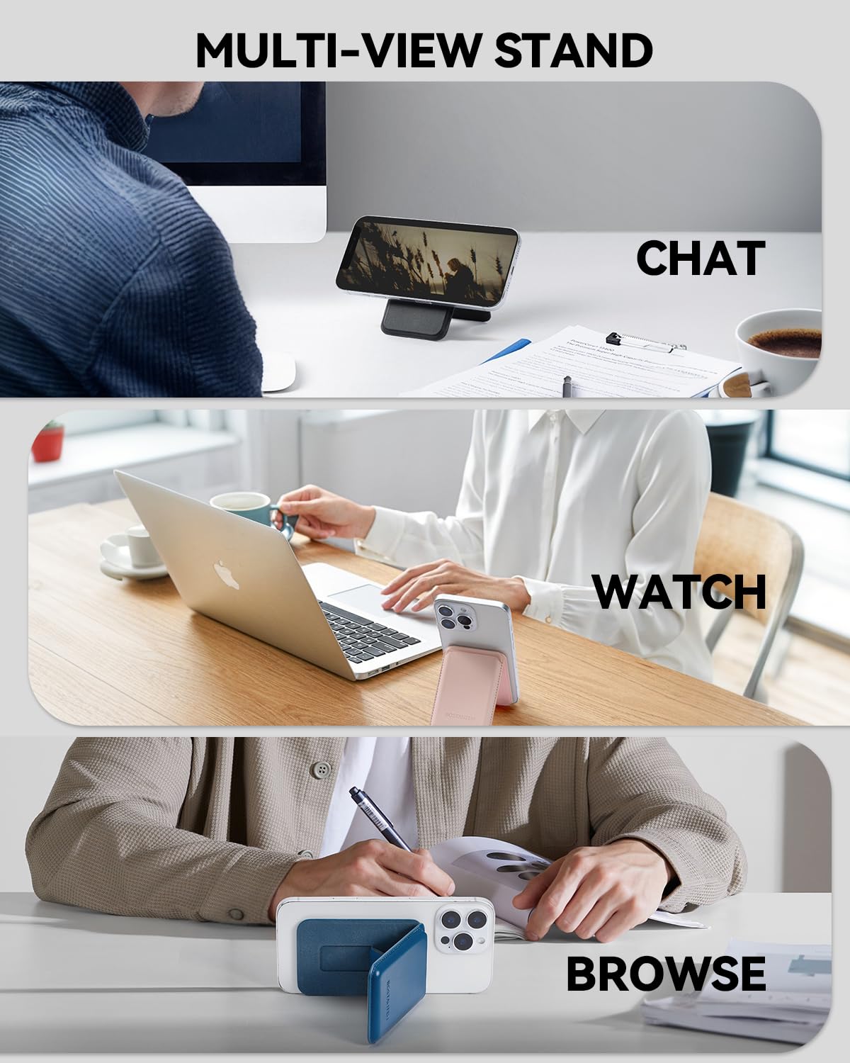 BOSTANTEN MagSafe Wallet Stand for iPhone 16/15/14/13/12 - 3 Card Holder | Daily Use & Travel