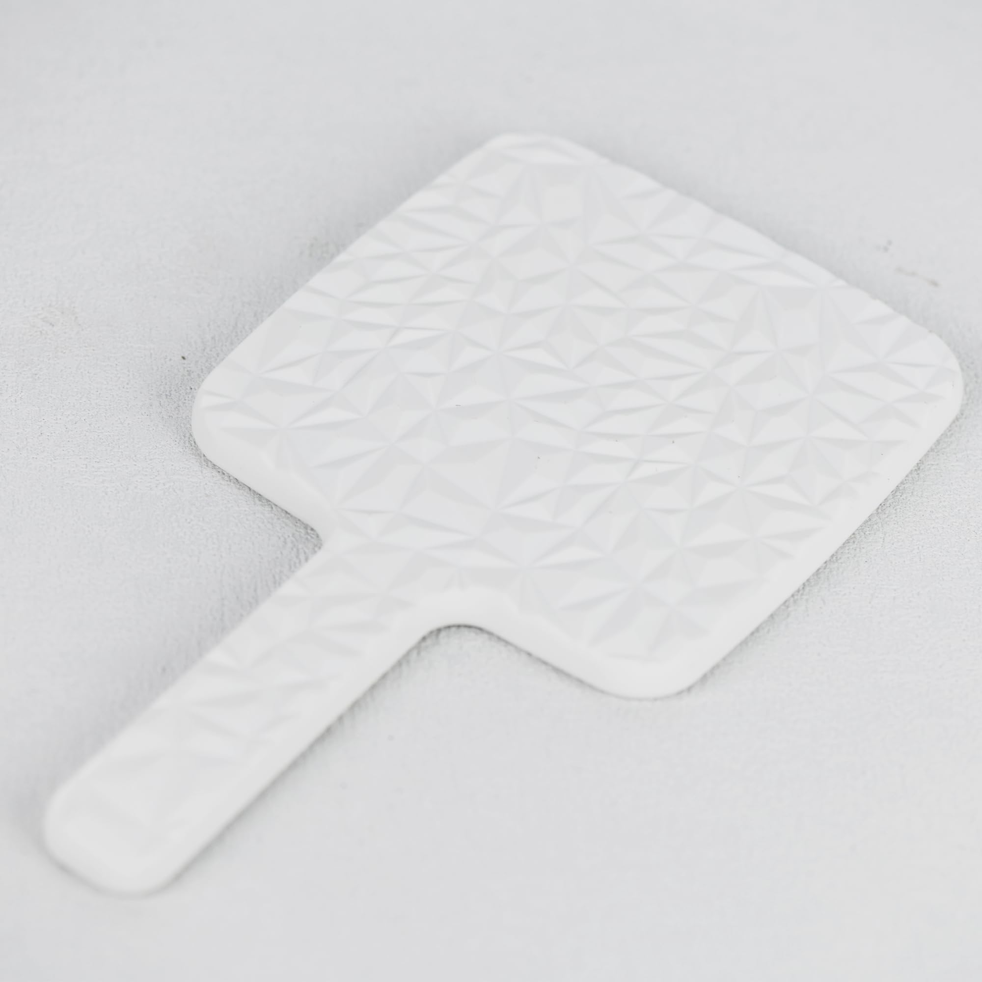 Square Handheld Mirror - 9 x 5.1 Inch Travel Mirror with Diamond Pattern, White - Perfect for Makeup, Travel, and Home Decor