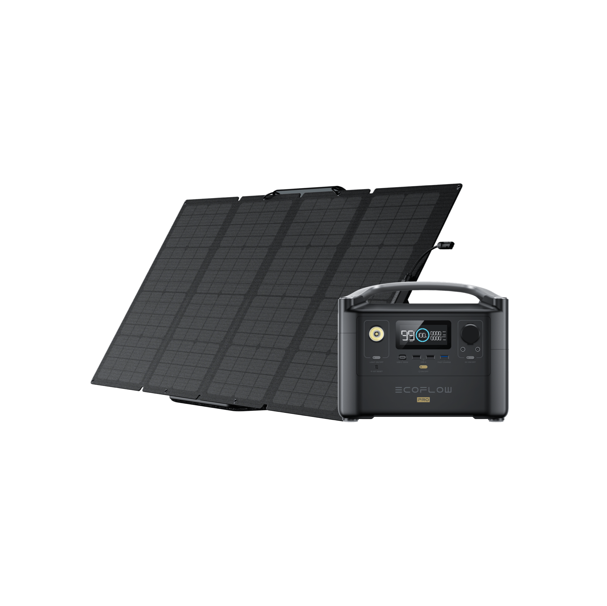 EcoFlow RIVER Pro Portable Power Station with 160W Solar Panel | Fast Charging Solar Generator for Camping, RV & Emergency Backup Power