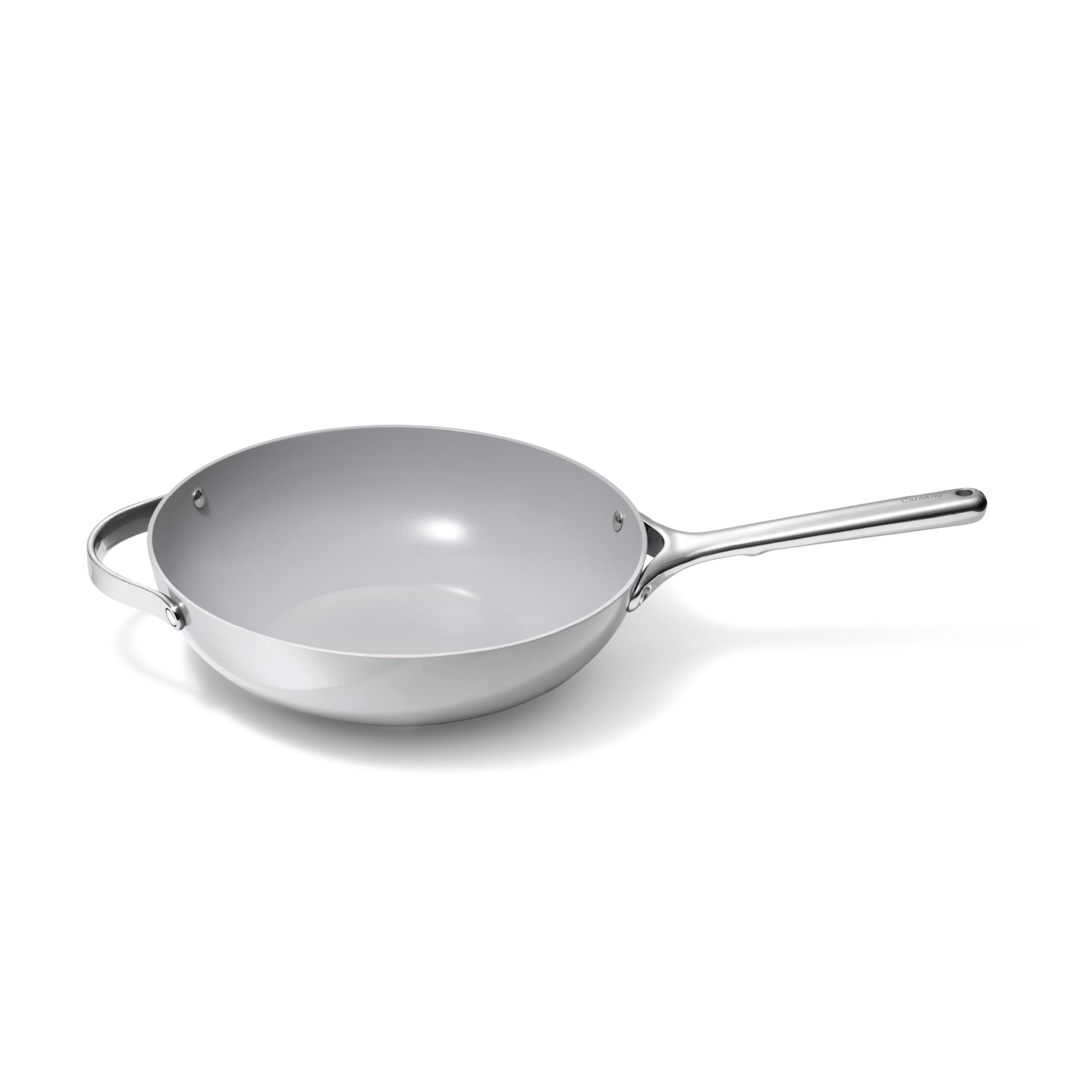 Caraway Non-Stick Stir Fry Pan - 12” Wok-Inspired Frying Pan with High-Sloped Walls & Stainless Steel Handles - PFOA & PTFE Free - Perfect for Asian Cooking, Sautéing & Healthy Meals - Elegant Gray Design