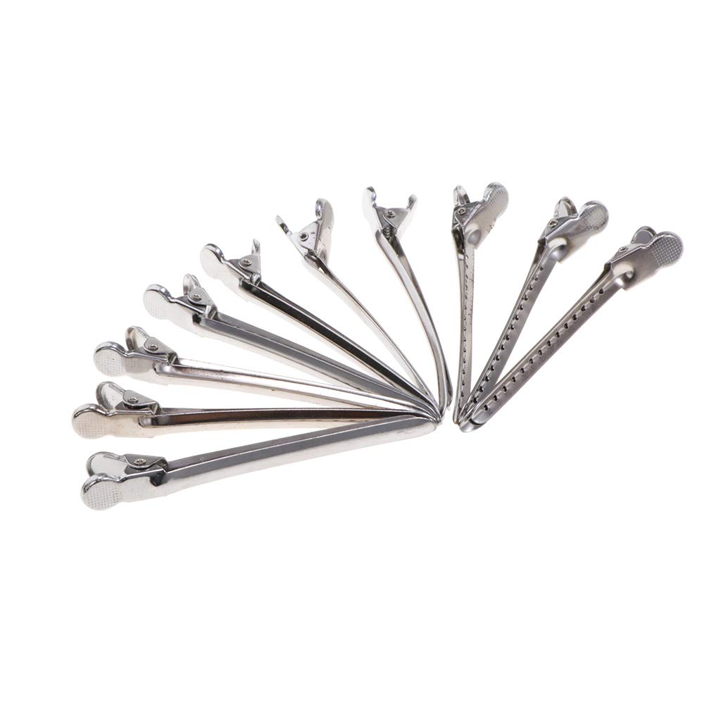 LOSA 10-Pack Metal Hair Sectioning Clips with Strong Spring Grip - Professional Hairdressing Clips for Styling, Cutting & Coloring (Silver) - Perfect for Salon, Home Use & DIY Hairstyling