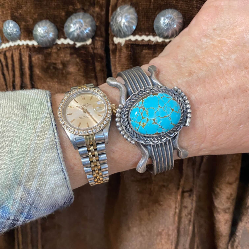 Handmade Tufa Stone Sterling Silver Cast Spider Web Turquoise Bracelet for Women - Boho Chic Jewelry for Everyday Wear & Special Occasions