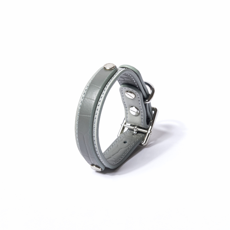 Elegant Slim Moonstone Leather Dog Collar - Adjustable & Durable for Small to Medium Dogs - Perfect for Daily Walks, Training & Fashion Accessories