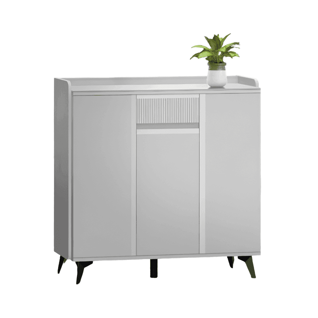 Evania 3-Door Shoe Storage Cabinet with Durable Sintered Stone Top - Organize Entryway, Closet & Mudroom Shoes Neatly